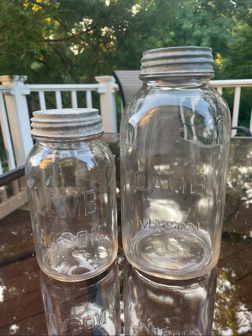 Antique Lamb Mason Jars